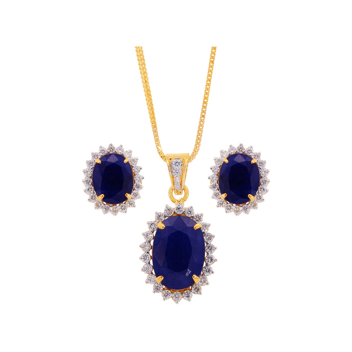 1.31Ct VS/GH Diamond Pendant Set With Sapphire in 18K Gold