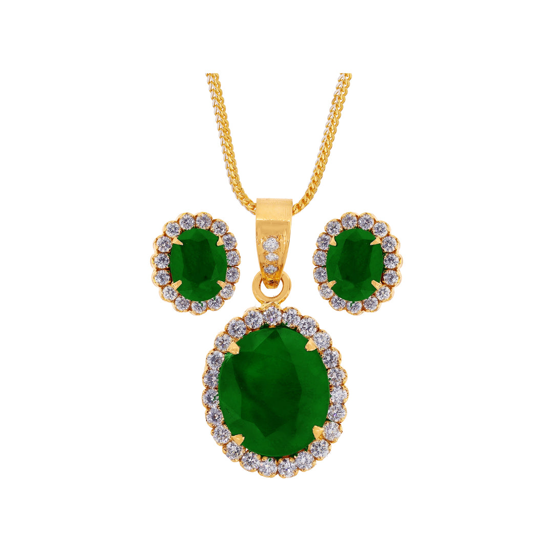 1.63Ct VS/GH Diamond Pendant Set With Emerald in 18K Gold