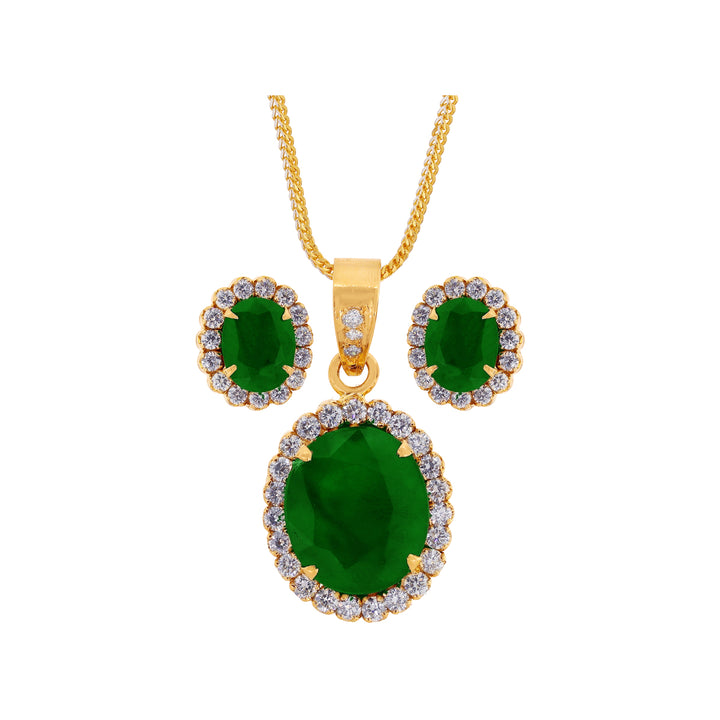 1.63Ct VS/GH Diamond Pendant Set With Emerald in 18K Gold