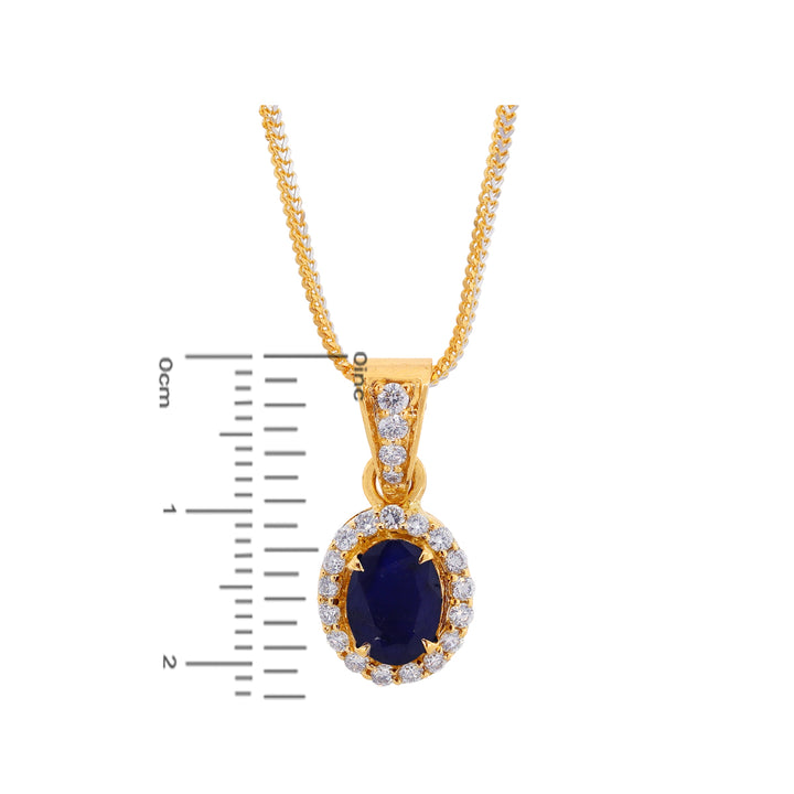 0.67Ct VS/GH Diamond Pendant Set With Sapphire in 18K Gold