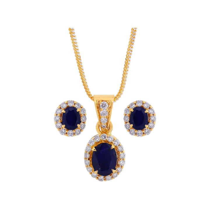 0.67Ct VS/GH Diamond Pendant Set With Sapphire in 18K Gold