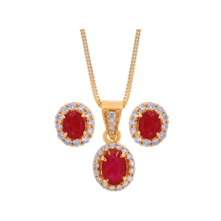 0.67Ct VS/GH Diamond Pendant Set With Ruby in 18K Gold