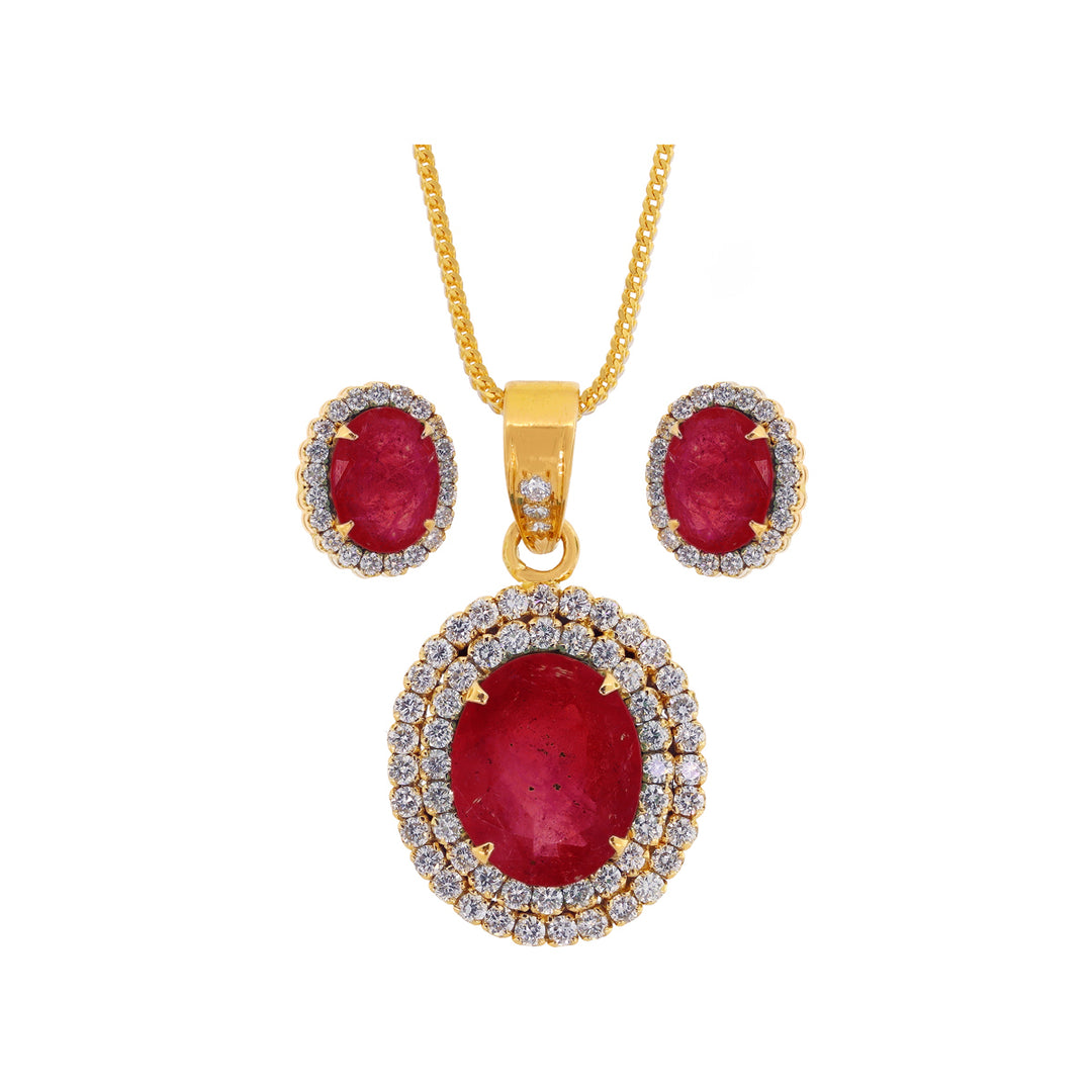 1.94Ct VS/GH Diamond Pendant Set With Ruby in 18K Gold