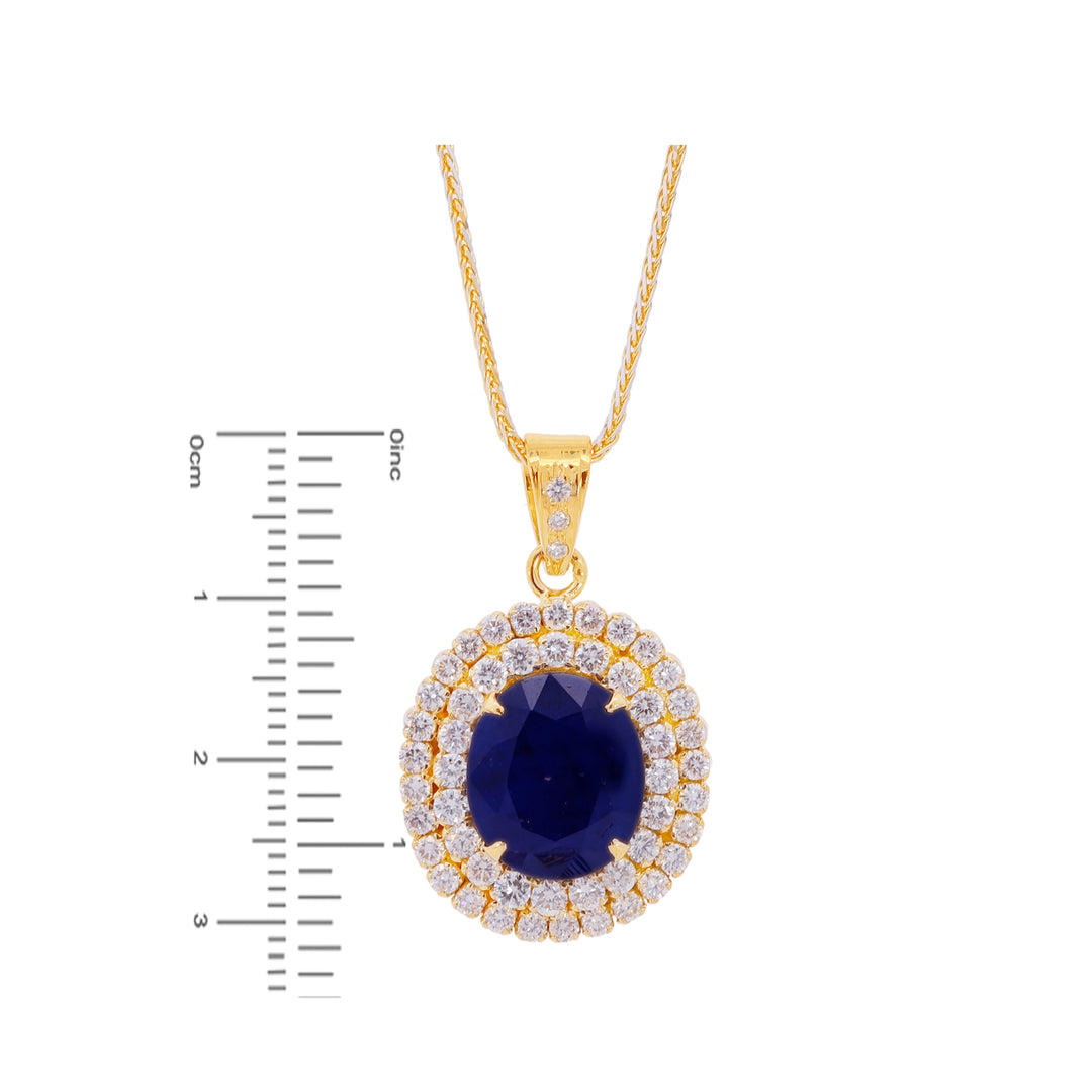 2.93Ct VS/GH Diamond Pendant Set With Sapphire in 18K Gold