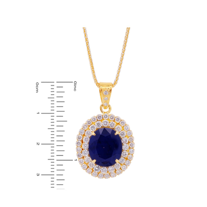 2.93Ct VS/GH Diamond Pendant Set With Sapphire in 18K Gold