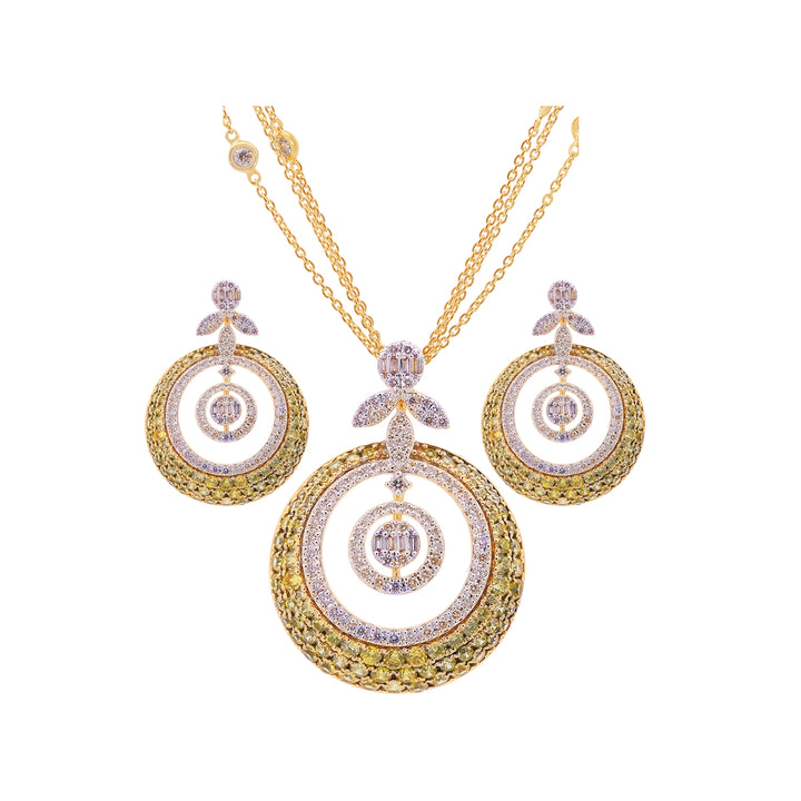 2.52Ct VS-HI Diamond Pendant Set With Gemstones in 18K Gold