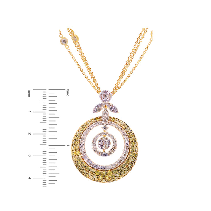 2.52Ct VS-HI Diamond Pendant Set With Gemstones in 18K Gold