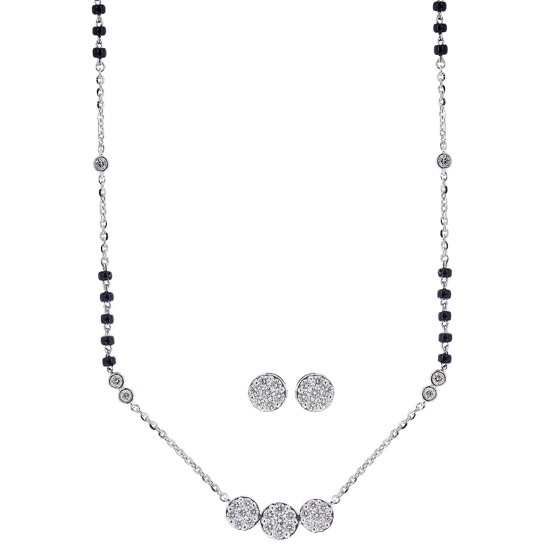 1.17Ct VVS/F-G Diamond Mangalsutra in 18K White Gold