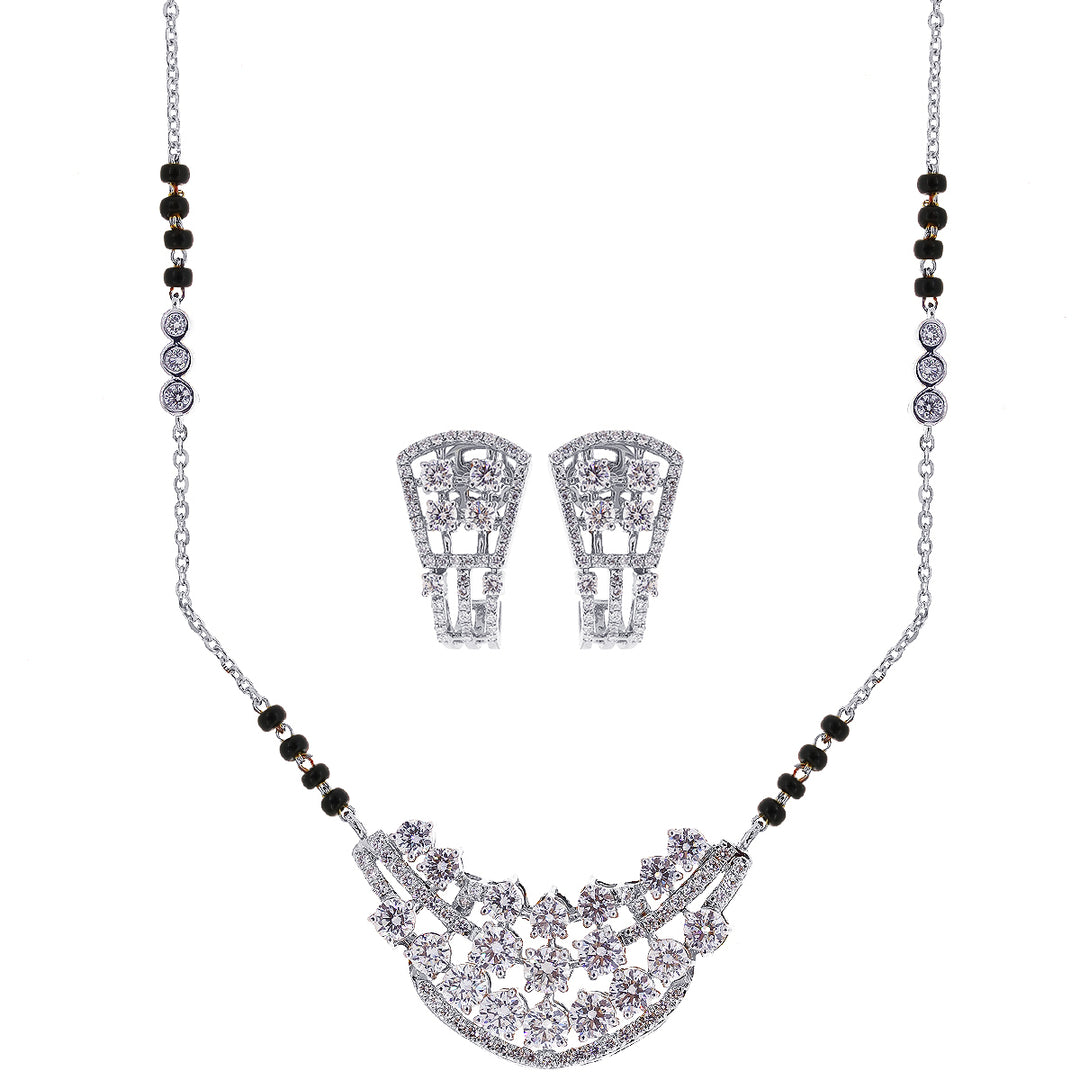 3.66Ct VVS/FG Diamond Mangalsutra Set in 18K White Gold