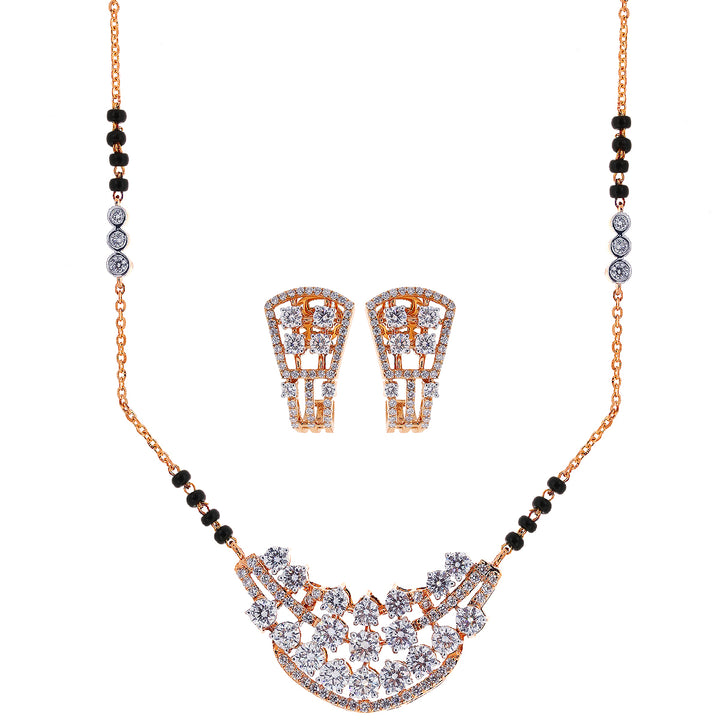 3.74Ct VVS/FG Diamond Mangalsutra Set in 18K Rose Gold