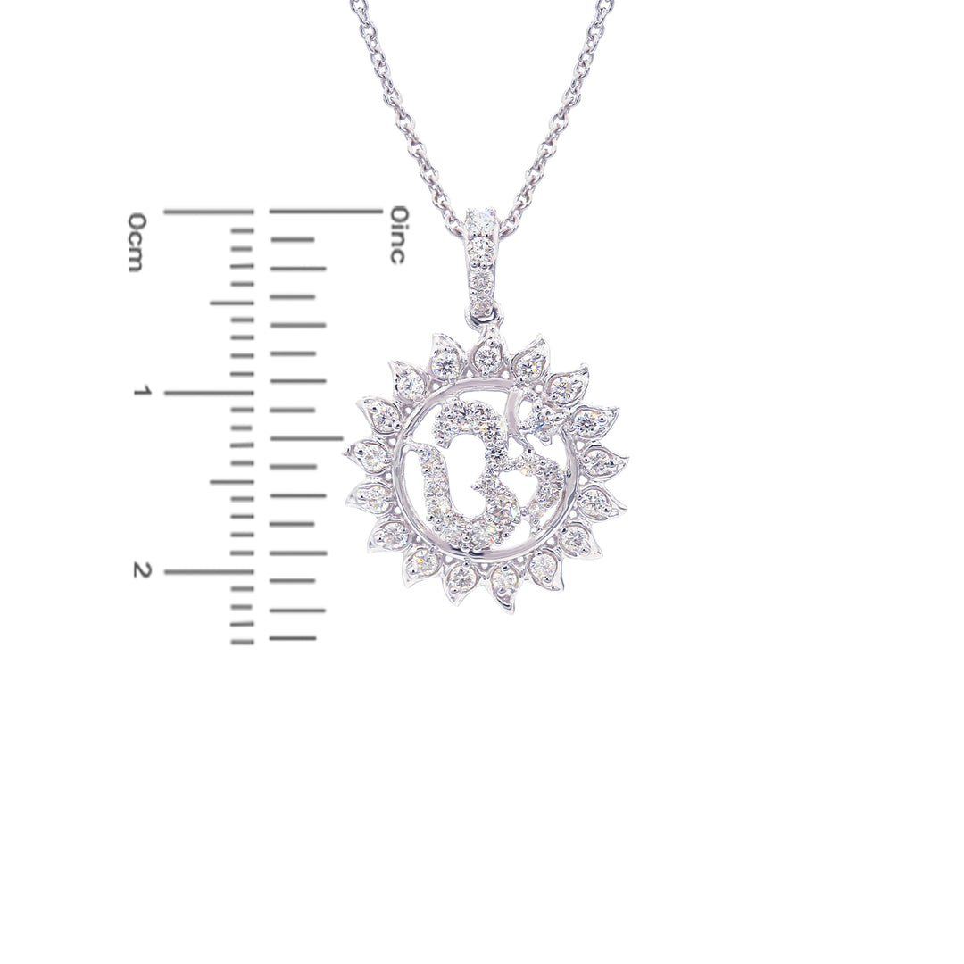 0.47Ct VVS/FG Diamond Om Pendant Set in 18K White Gold