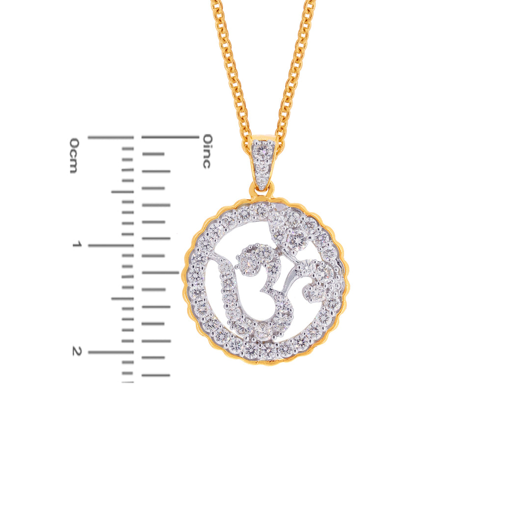 0.80Ct VVS/FG Om Diamond Pendant in 18K Gold