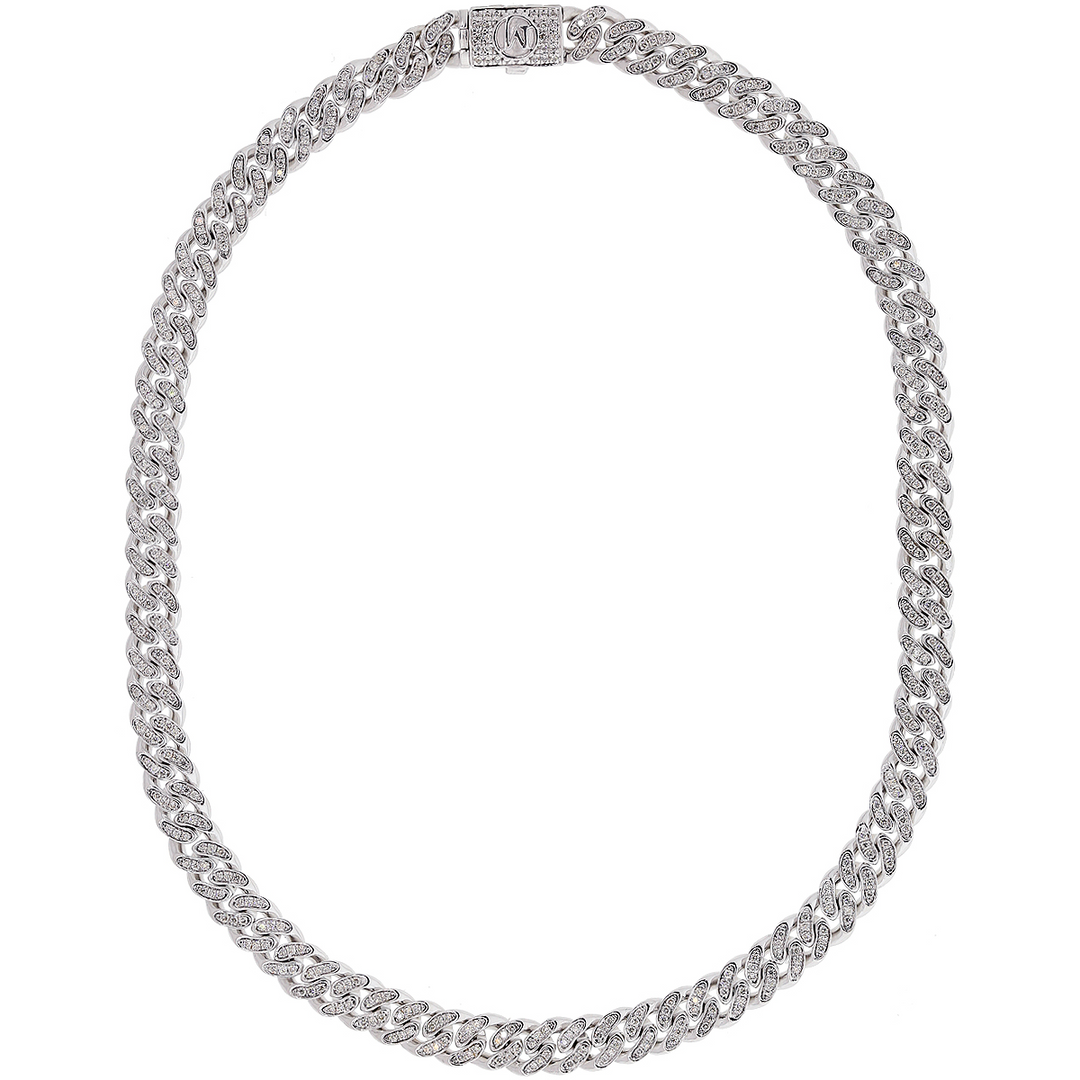 5.46CTW VS-SI/GHI Diamond Men's Cuban Link Chain in 18K White Gold