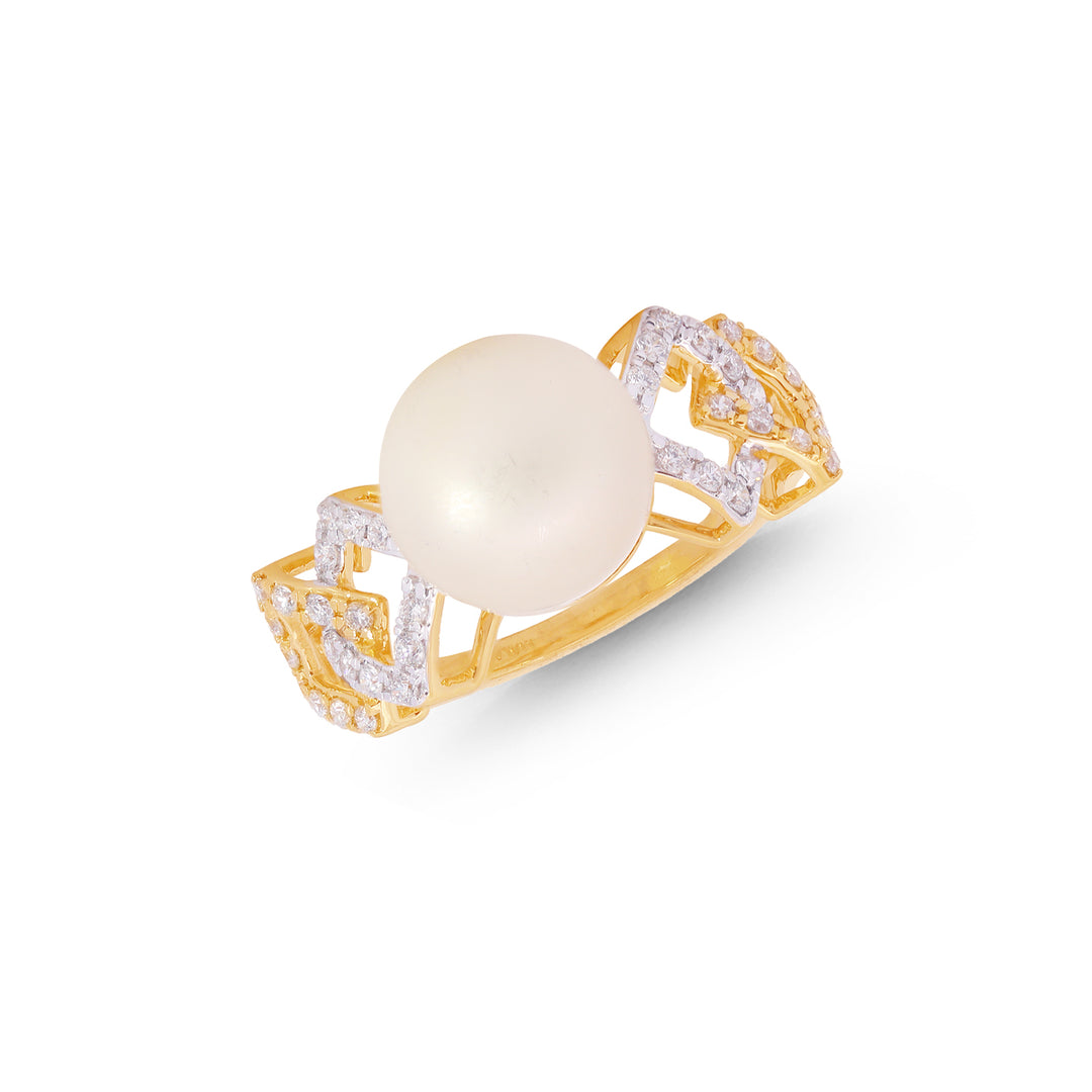 0.32Ct VVS/FG Diamond Ring With Pearl in 18K Gold