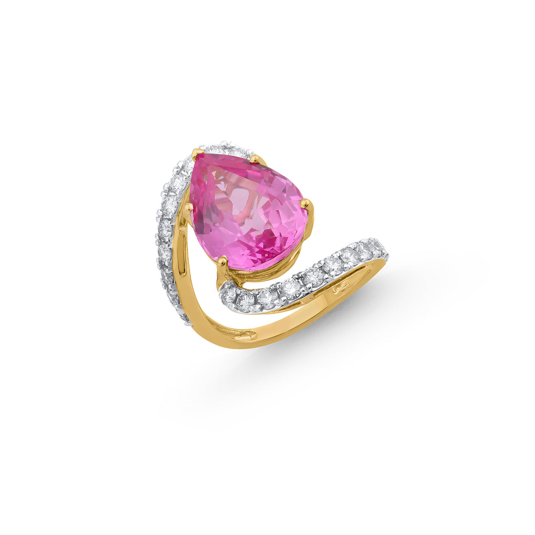 0.94Ct VS/HI Diamond Ring With Gemstone in 18K Gold
