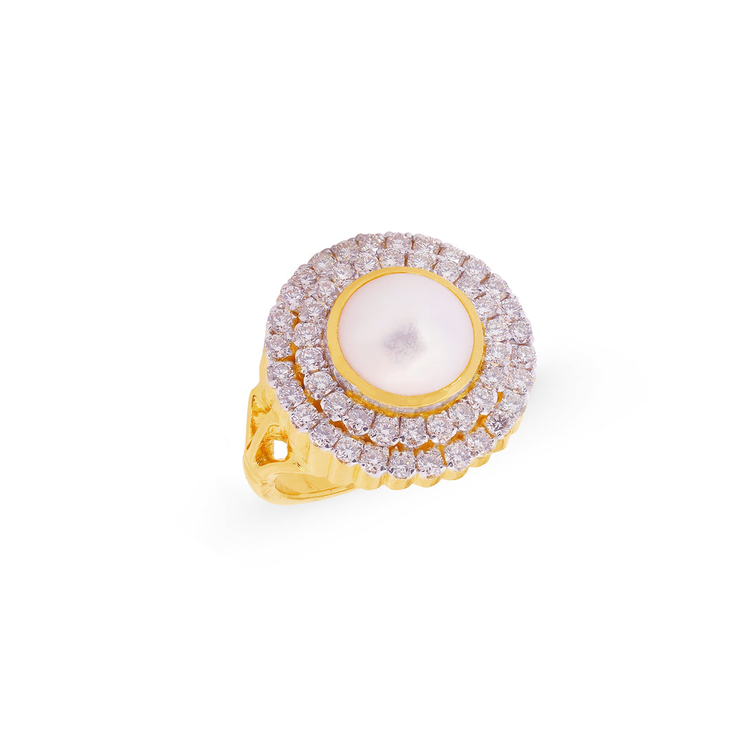 1.07Ct VS/GH Diamond Ring With Pearl in 18K Gold
