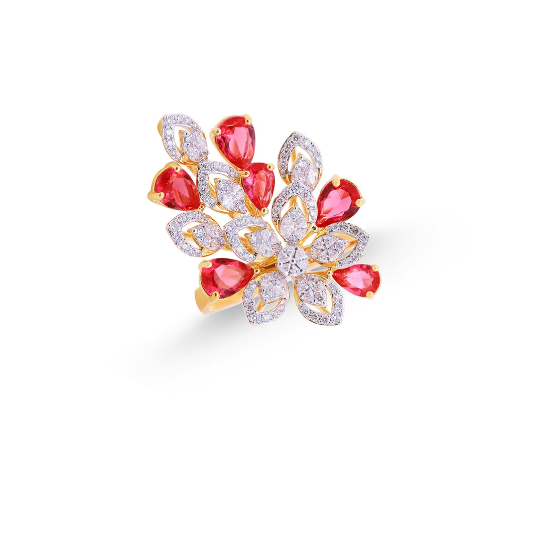 1.15Ct VVS/FG Diamond Ring With Ruby in 18K Gold