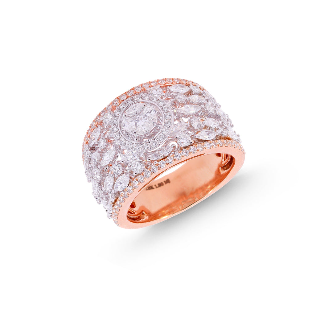 1.80Ct VVS/FG Diamond Ring in 18K Rose Gold