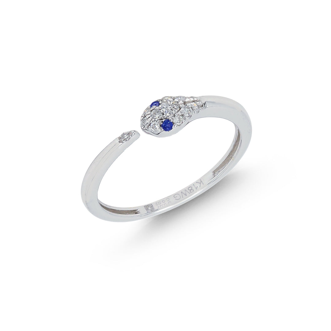 0.10Ct SI-GH Diamond Ring with Sapphire in 18K White Gold