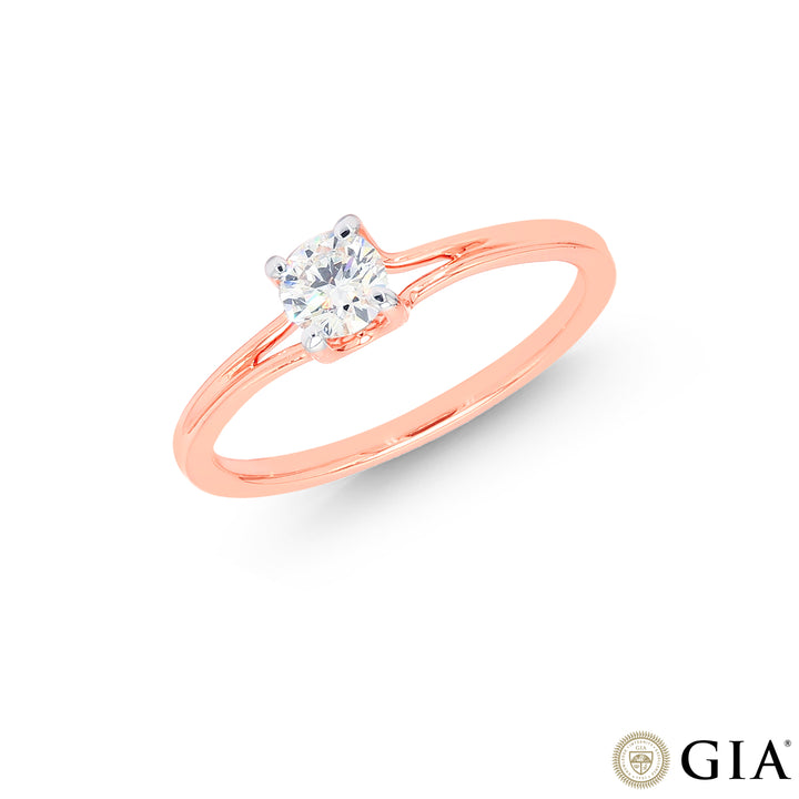 0.30CTW VVS1/H GIA Certified Diamond Solitaire Ring in 18K Rose Gold