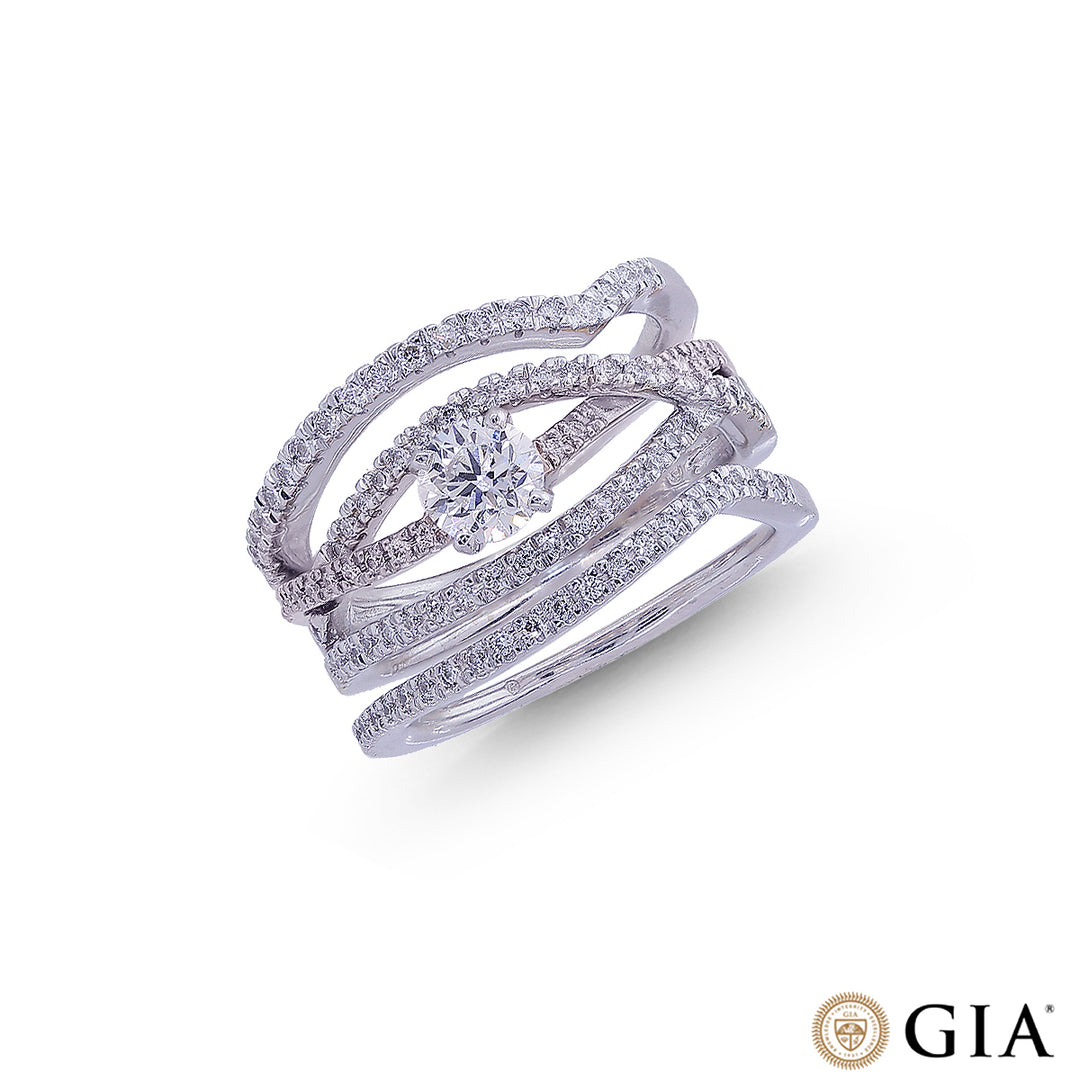 0.89CTW VVS1/E GIA Certified Diamond Solitaire Ring in 18K White Gold