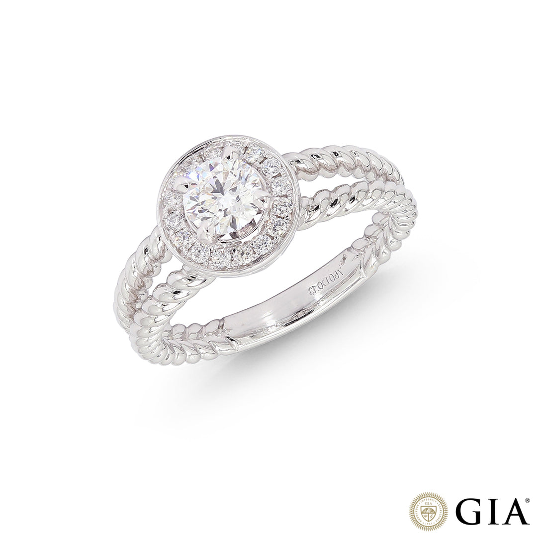 0.63CTW VS1/F GIA Certified Diamond Ring 18KG White Gold