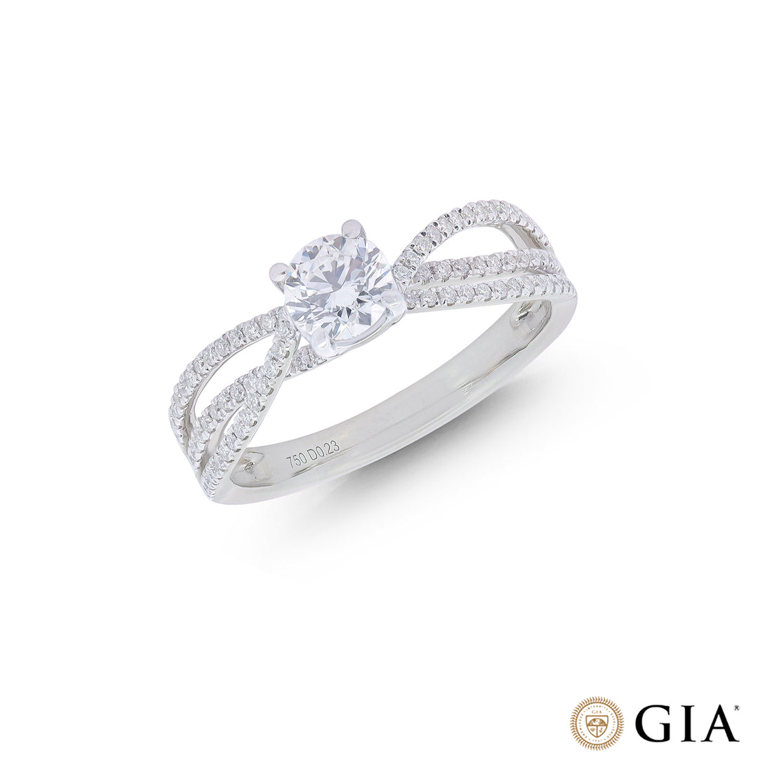 0.73CTW VVS1/D GIA Certified Diamond Ring in 18K White Gold