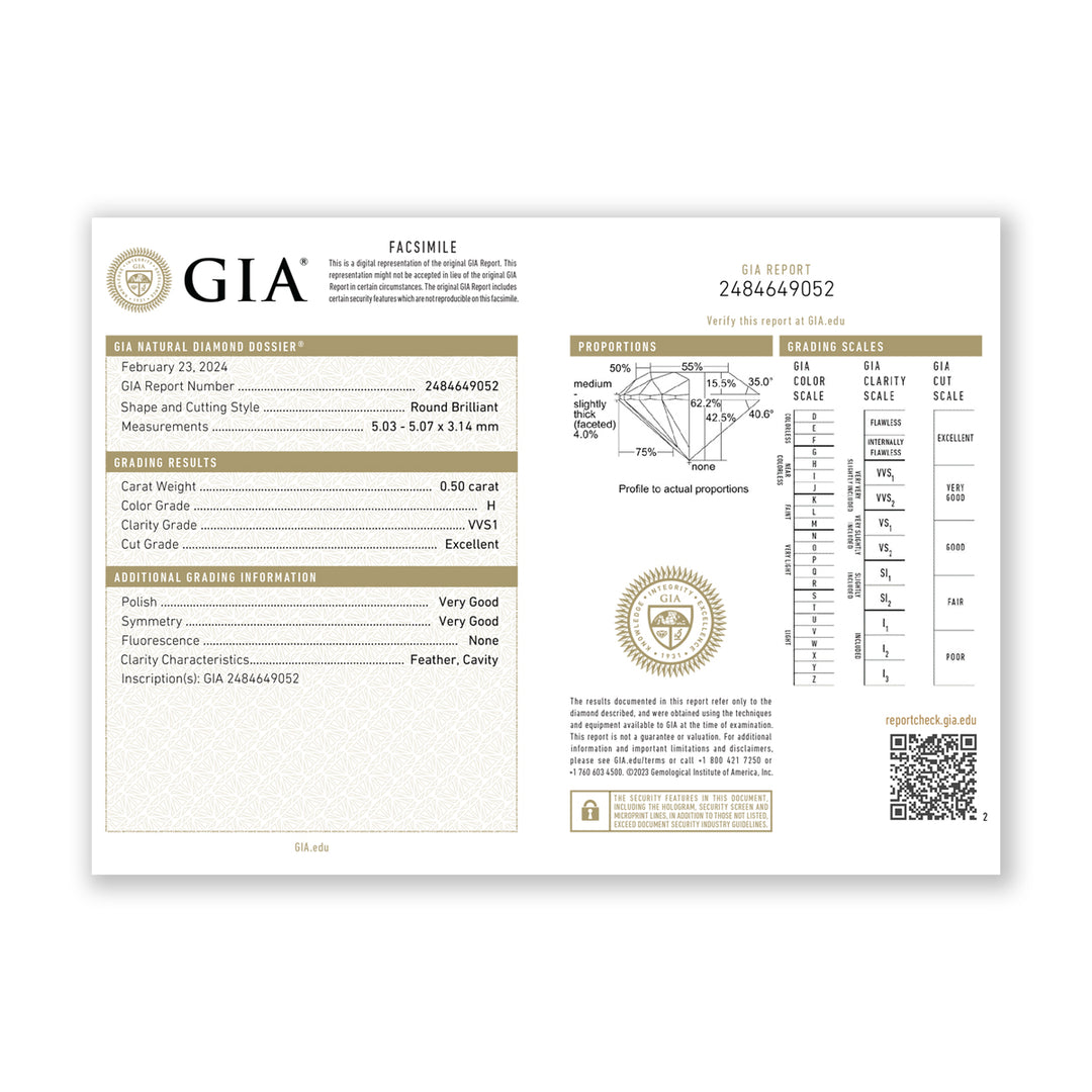 0.76CTW VVS1/H GIA Certified Diamond Ring in 18K White Gold