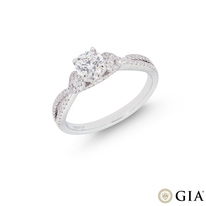 0.76CTW VS1/F GIA Certified Diamond Ring in 18K White Gold
