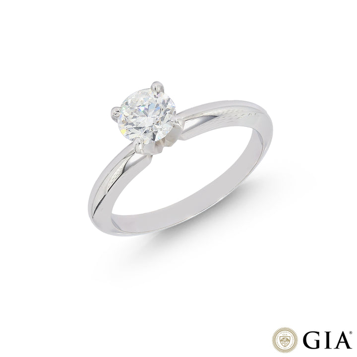 0.70CTW VVS2/F GIA Certified Diamond Solitaire Ring in 18K White Gold