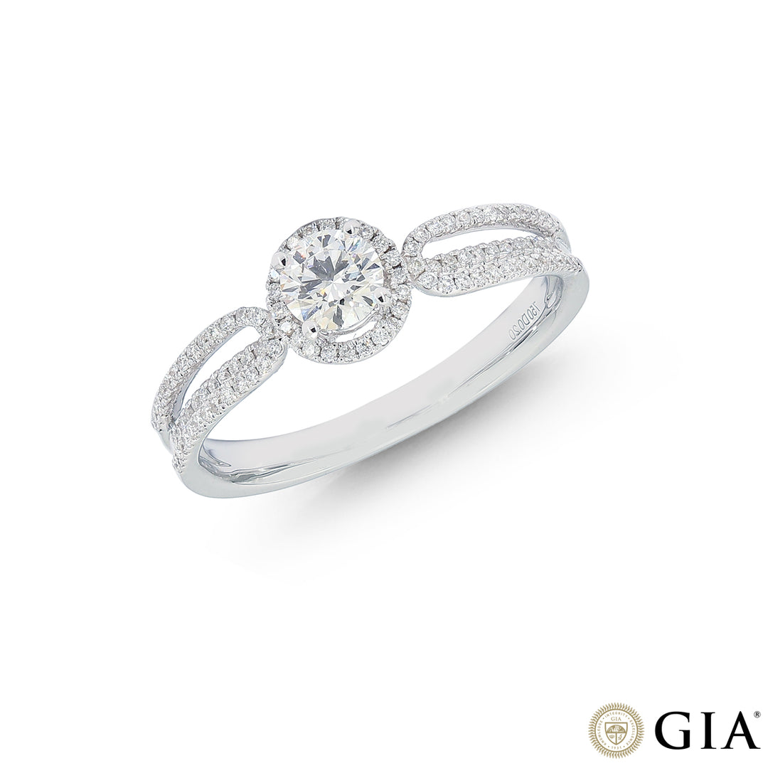 0.53CTW VVS1/ GIA Certified Diamond Ring in 18K White Gold