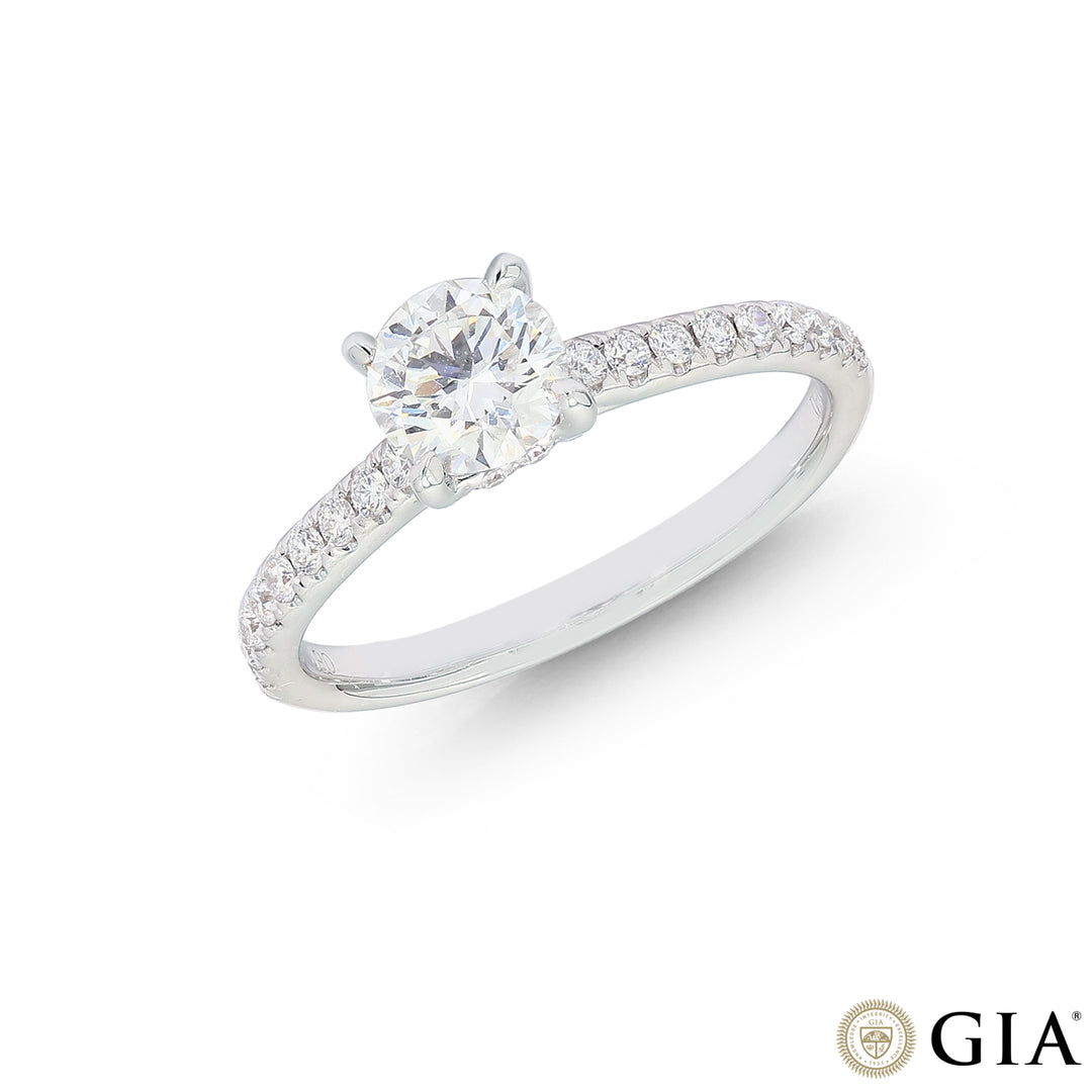 0.98CTW VS1/F GIA Certified Diamond Ring in 18K White Gold