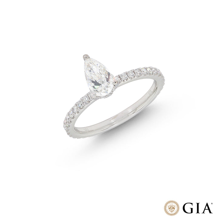 1.10CTW VS1/F GIA Certified Diamond Ring in 18K White Gold
