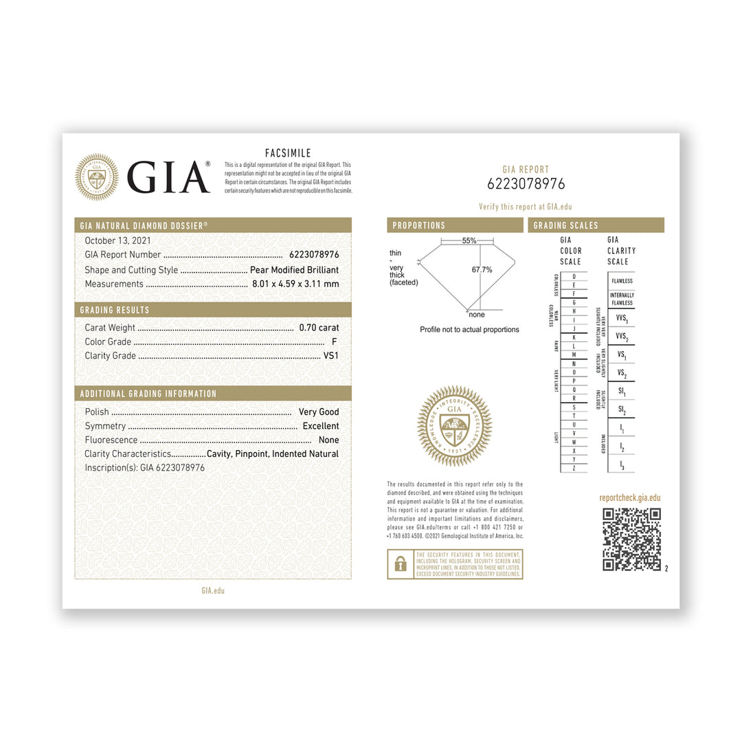 1.10CTW VS1/F GIA Certified Diamond Ring in 18K White Gold