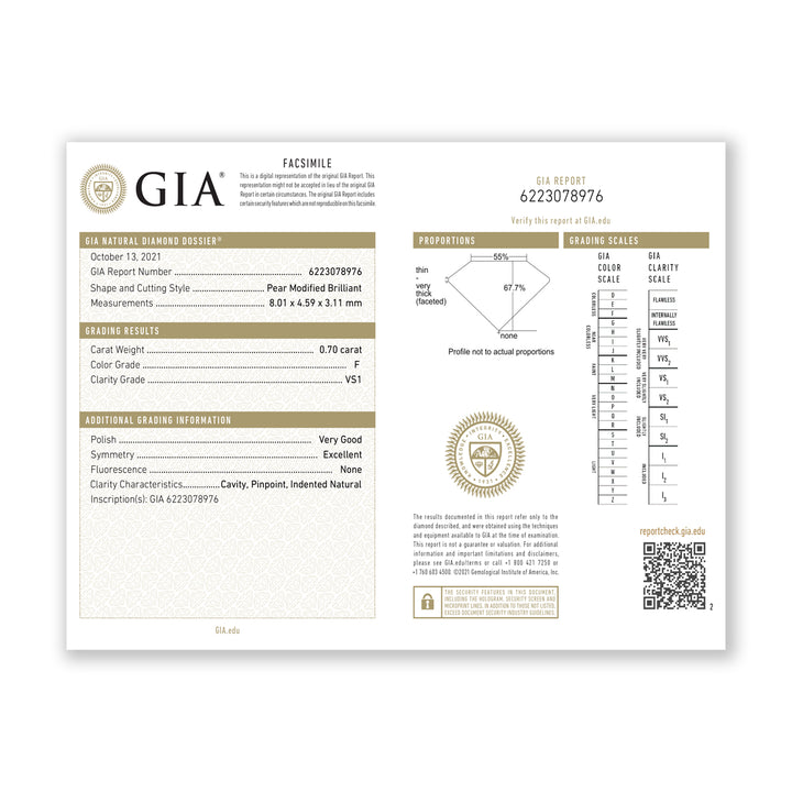 1.10CTW VS1/F GIA Certified Diamond Ring in 18K White Gold