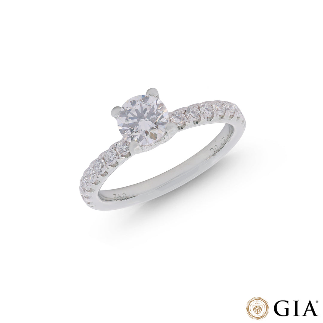 1.17CTW VS1/F GIA Certified Diamond Ring in 18K White Gold