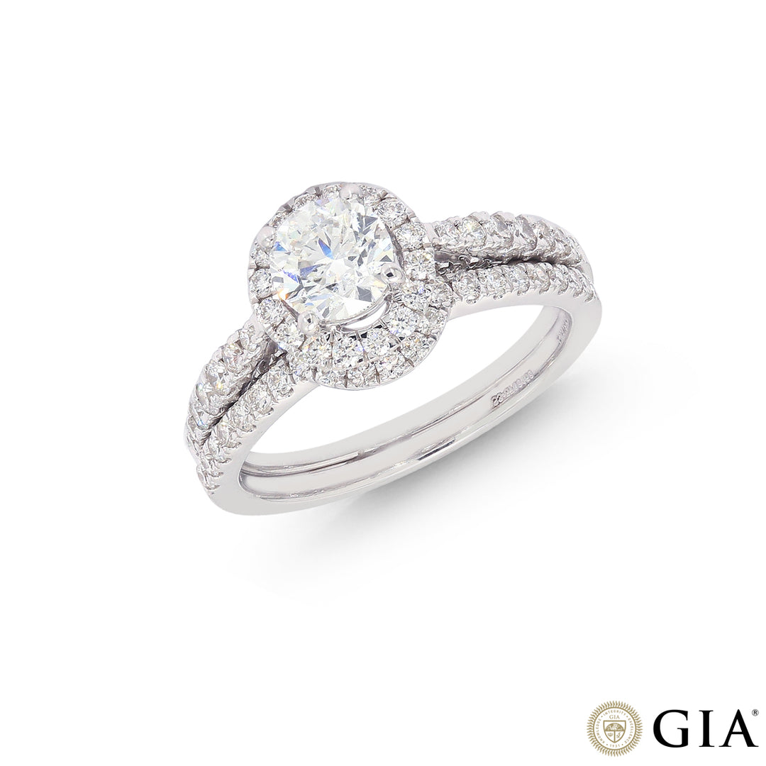 1.34CTW SI2/G GIA Certified Diamond Ring in 18K White Gold