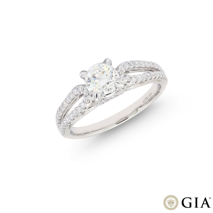 1.09CTW VVS2/H GIA Certified Diamond Ring in 18K White Gold