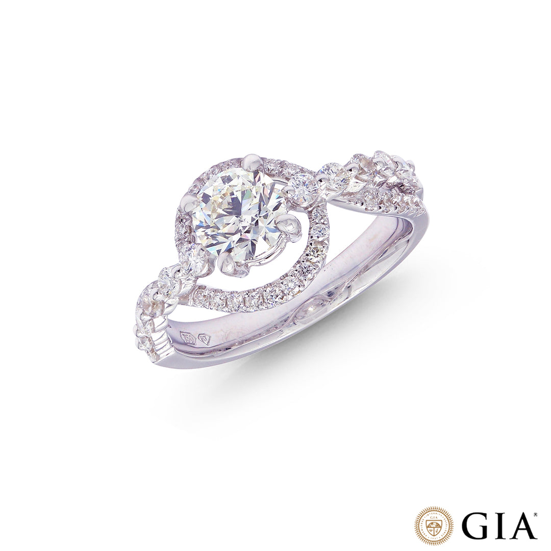 1.64CTW SI2/J GIA Certified Diamond Ring in 18K White Gold
