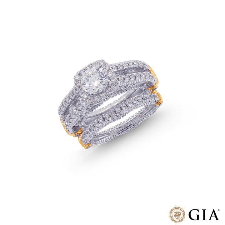 1.82CTW VS2/F GIA Certified Diamond Solitaire Ring Set in 18K White Gold