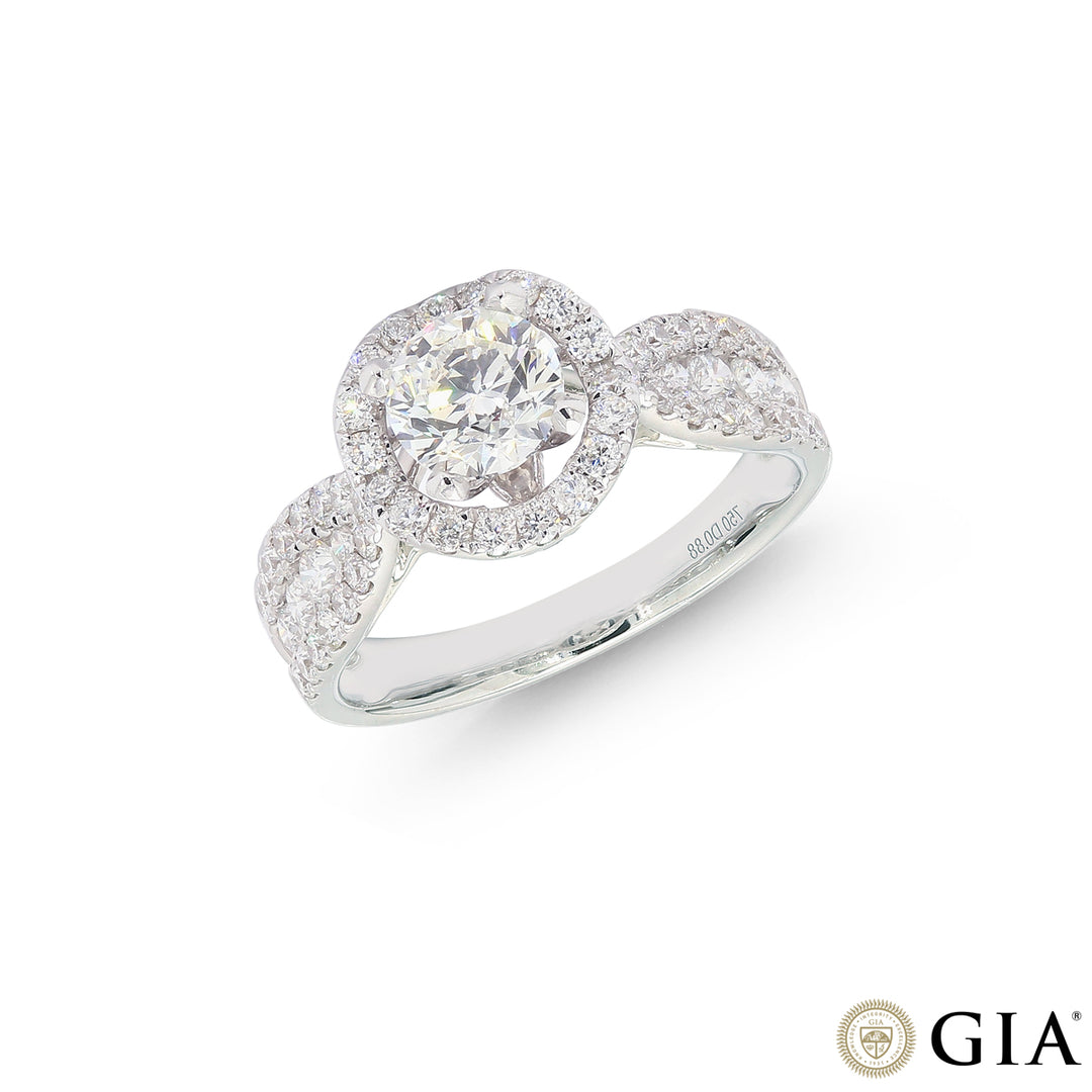 1.78CTW VS2/H GIA Certified Diamond Ring in 18K White Gold