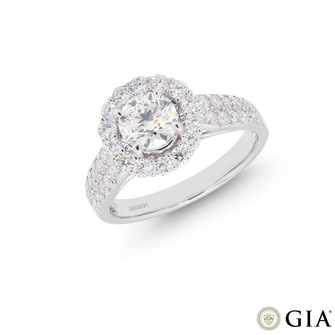 1.84CTW VVS2/F GIA Certified Diamond Ring in 18K White Gold