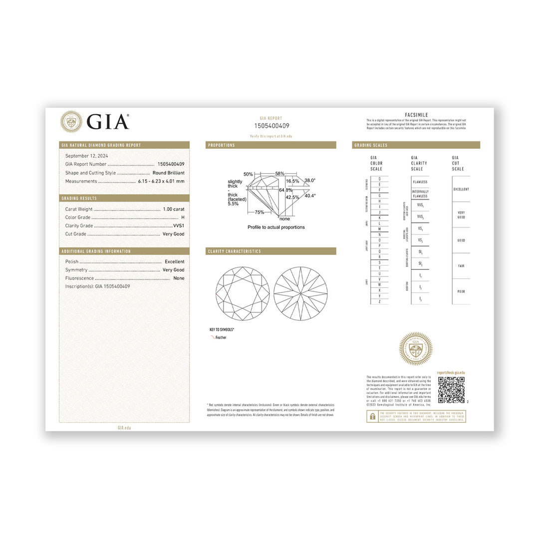 1.54CTW VVS1/H GIA Certified Diamond Ring in 18K White Gold