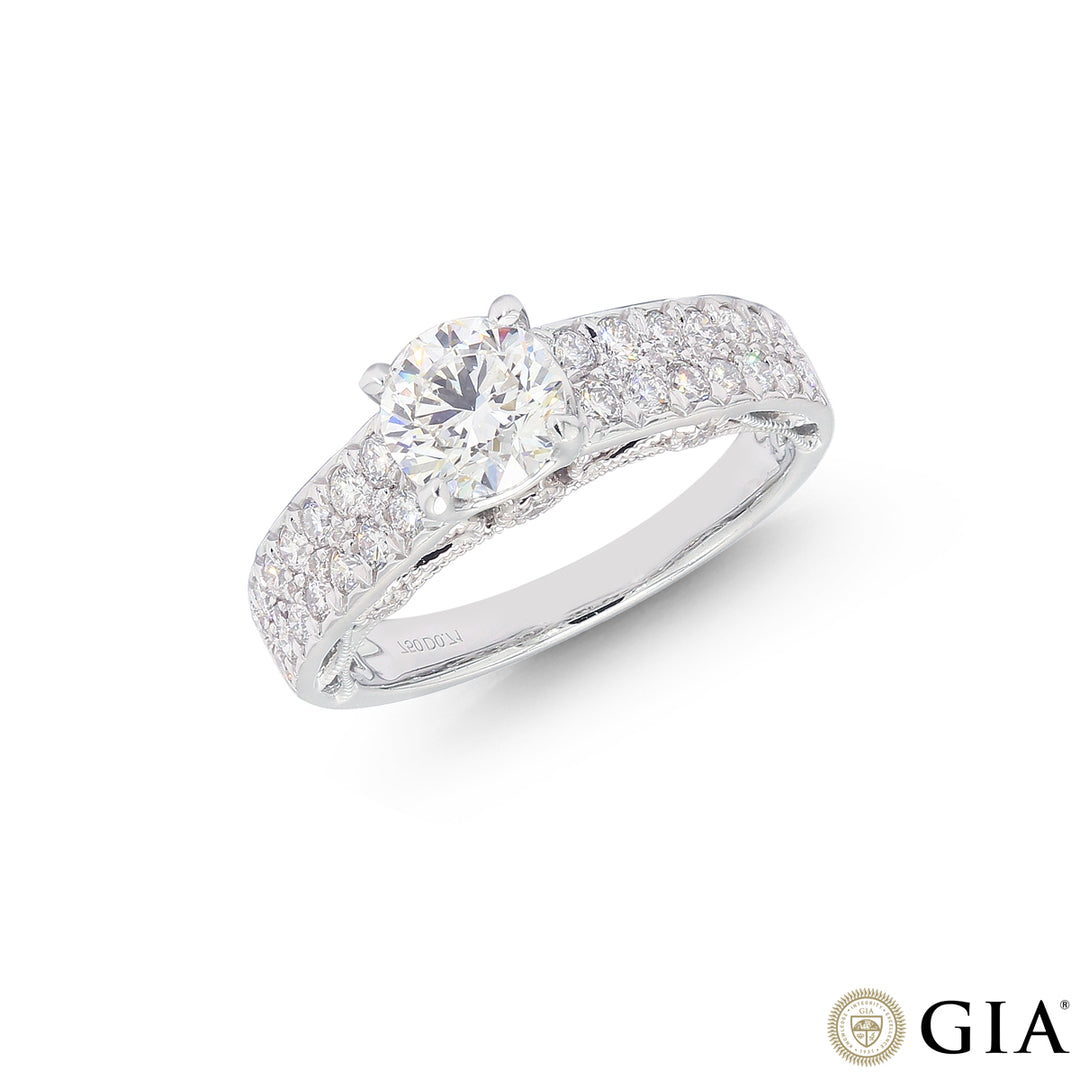 1.71CTW VVS1/G GIA Certified Diamond Ring in 18K White Gold
