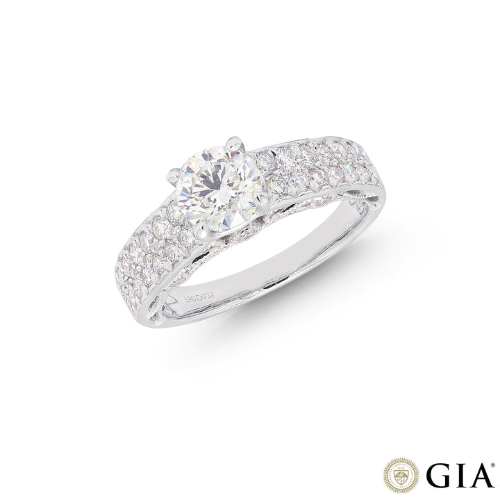 1.71CTW VVS1/G GIA Certified Diamond Ring in 18K White Gold