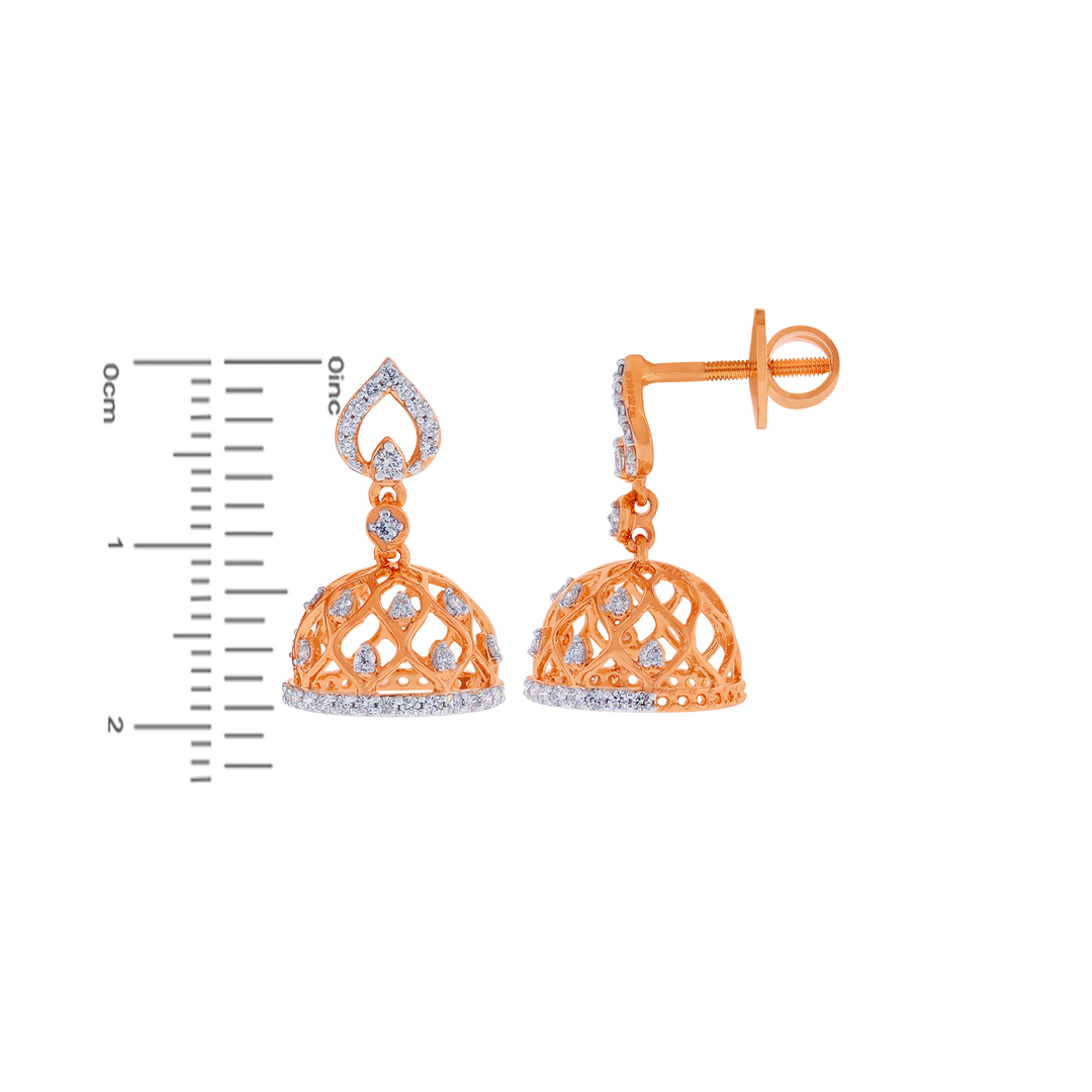 0.49Ct VVS/FG Diamond Jhumkha in 18K Rose Gold