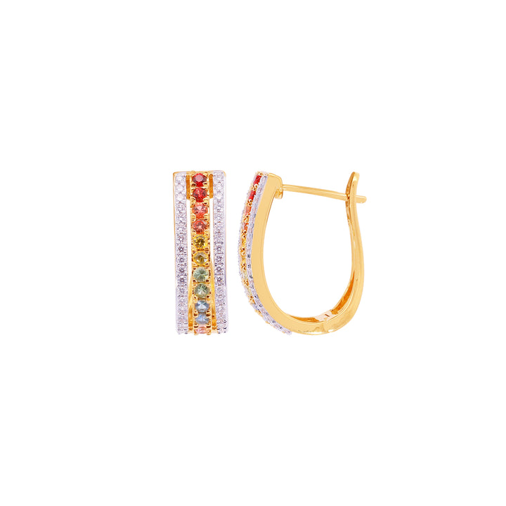 0.53Ct VVS/FG Diamond Clipon Earrings With Gemstones in 18K Gold