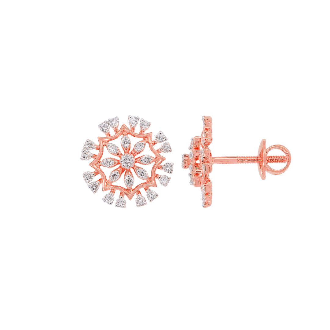 0.59Ct VVS/FG Diamond Earrings in 18K Rose Gold