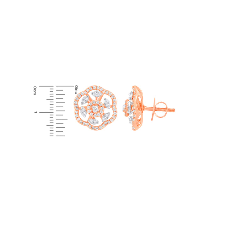 0.74Ct VVS/FG Diamond Earrings in 18K Rose Gold