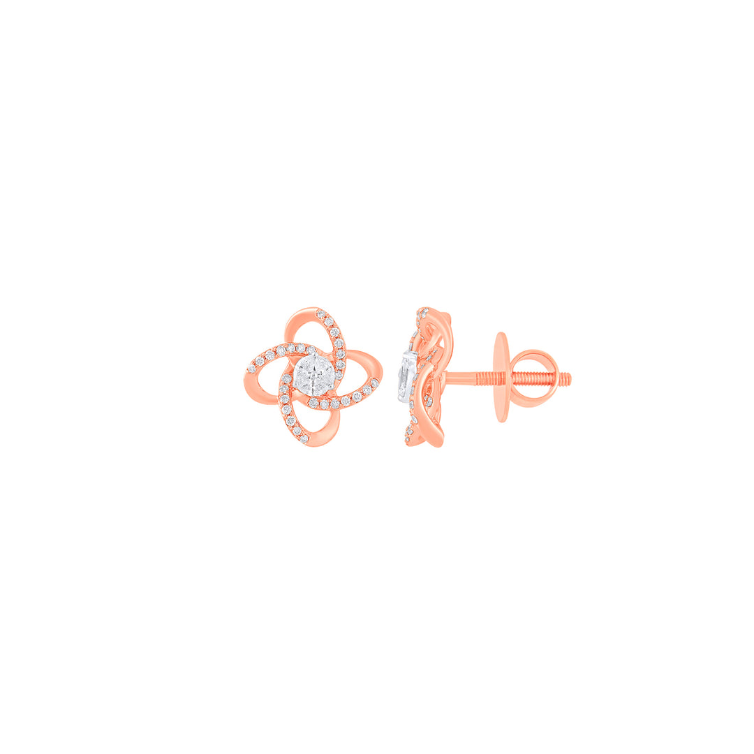 0.51Ct VVS/FG Diamond Earrings in 18K Rose Gold